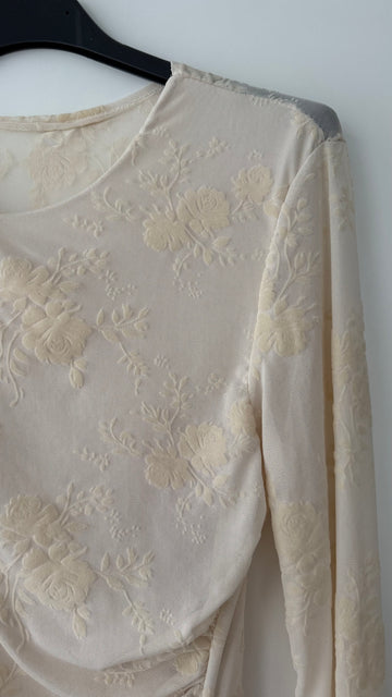MESHLANGARMSHIRT ROSE - CREME