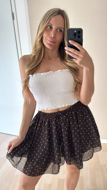 EINZELTEIL CHIFFONSKORT DOTS - COFFEE