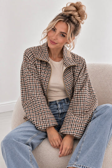 KAROBOMBERJACKE LISI - CREME/COFFEE/SCHWARZ