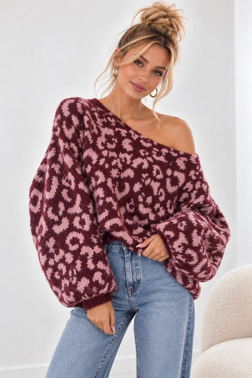 OVERSIZEPULLOVER LEO BETTI - WINE/ROSA