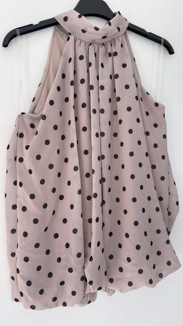 EINZELTEIL CHIFFONTOP DOTS - TAUPE