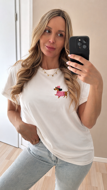 EINZELTEIL BAUMWOLLSHIRT GIRLDOG - WEISS
