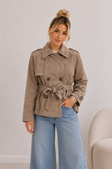 WILDLEDERJACKE CELI - TAUPE
