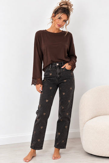 MOM FIT JEANS HEART GIA - GRAUSCHWARZ