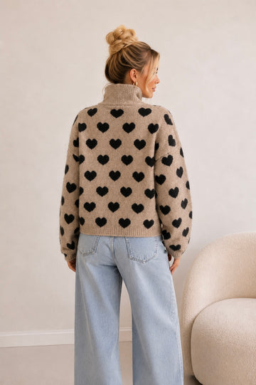 ZIPPERCARDIGAN HEART - TAUPE