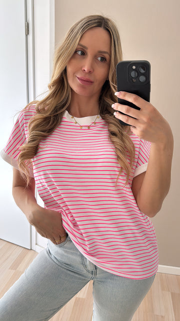EINZELTEIL BAUMWOLLSHIRT WENA - WEISS/PINK