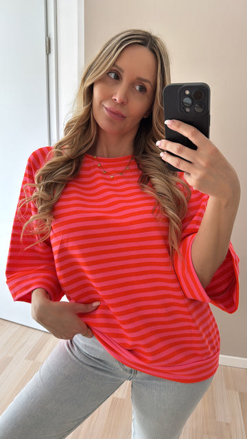 EINZELTEIL BAUMWOLLSHIRT TINA - ROSA/NEON