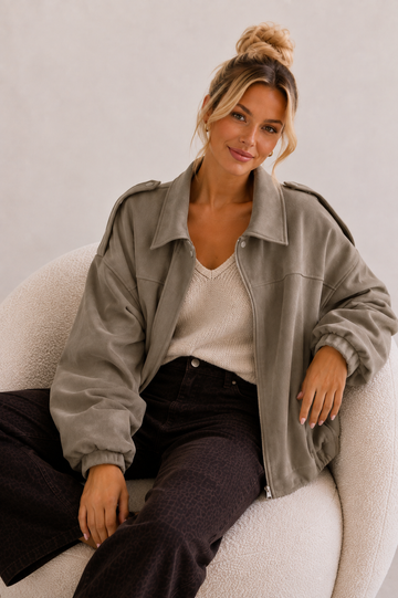 WILDLEDERJACKE ZARI - TAUPE