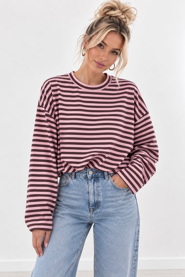 CROPPED SWEATSHIRT SONI - ROSA/COFFEE