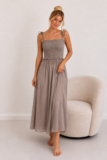 BAUMWOLLKLEID CLEA - TAUPE