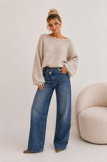 WIDE LEG JEANS JULIA - MITTELBLAU