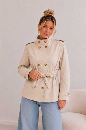 SHORT TRENCHCOATJACKE ISA - CREME