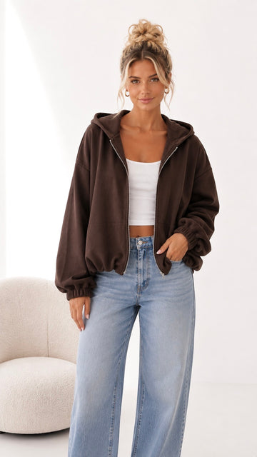 WILDLEDERKAPUZENJACKE CLIA - COFFEE