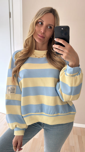 BUTTERSTOFFSWEATER PERFECT - HELLGELB/BLAU