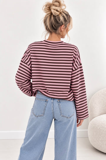 CROPPED SWEATSHIRT SONI - ROSA/COFFEE