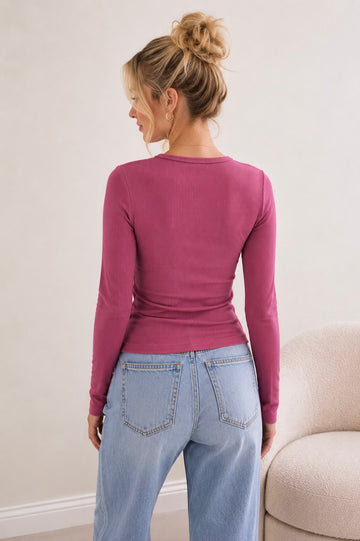 BAUMWOLLRIPPSHIRT SARI - BEERE