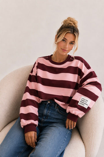 BUTTERSTOFFSWEATER STRIPES - ROSE/WINE