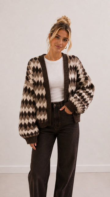 STRICKCARDIGAN BUBBLE - COFFEE