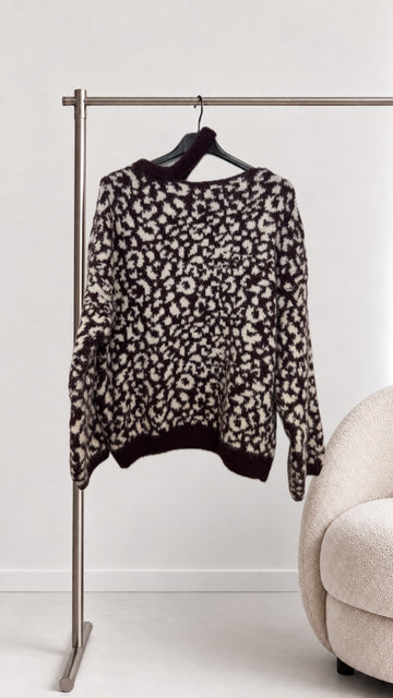 STRICKPULLOVER LEO CUTOUT - PLUM