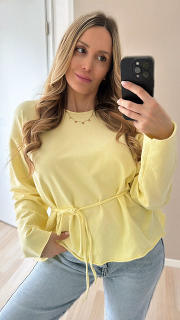 BAUMWOLLSWEATSHIRT LIN - HELLGELB