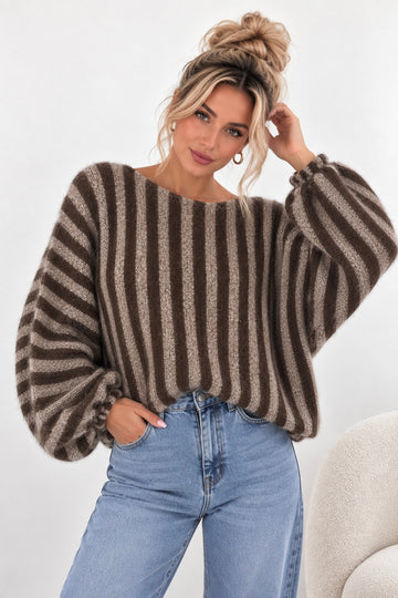 OVERSIZEPULLOVER BETTI - TAUPE/COFFEE