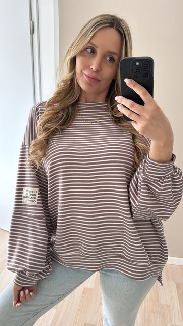 EINZELTEIL SWEATER PERFECT - TAUPE/WEISS