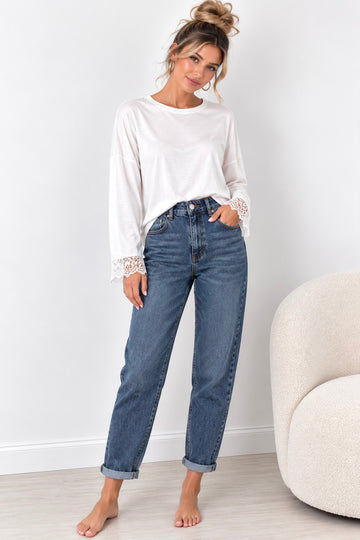 MOM FIT JEANS LINA - DUNKELBLAU