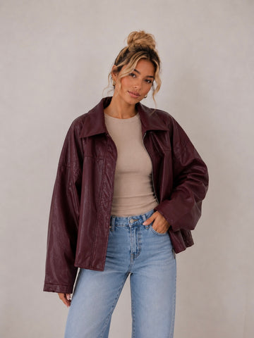 LEDERJACKE MARI - WINE