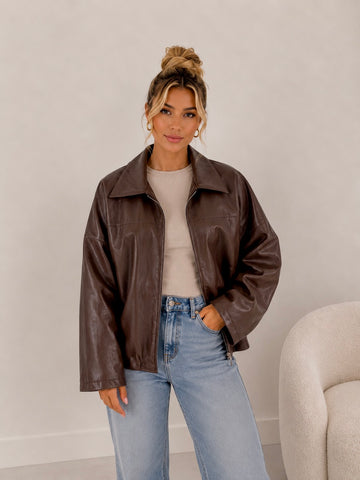 LEDERJACKE MARI - SCHOKO