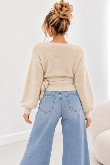 WICKELCARDIGAN LINI - CREME