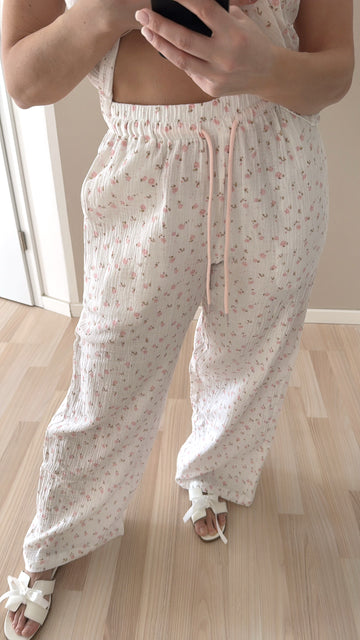 MUSSELIHOSE FLORA - WEISS/ROSA