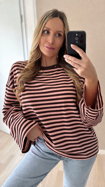 SWEATSHIRT ARIANE - COFFEE/ROSA