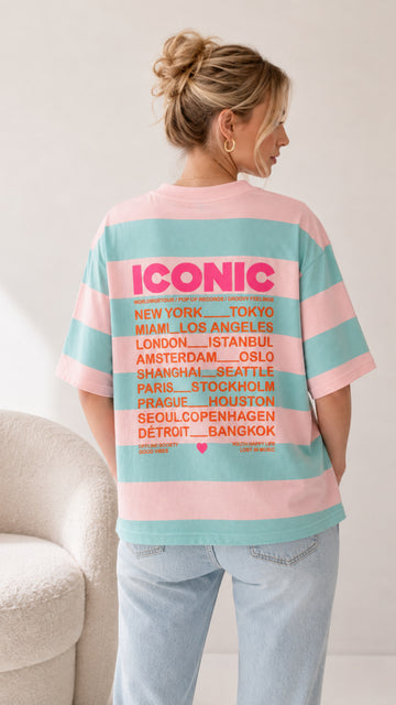 EINZELTEIL BUTTERSTOFFSHIRT ICONIC - TÜRKIS/ROSA