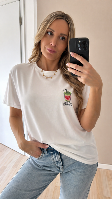 BAUMWOLLSHIRT MATCHA - WEISS