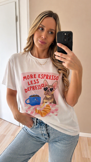 BAUMWOLLSHIRT ESPRESSO - WEISS