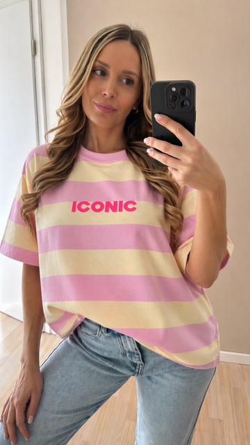 BUTTERSTOFFSHIRT ICONIC - HELLGELB/ROSA