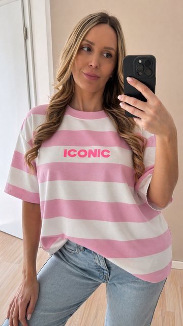 BUTTERSTOFFSHIRT ICONIC - WEISS/ROSA