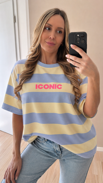 BUTTERSTOFFSHIRT 
ICONIC - HELLBLAU/GELB
