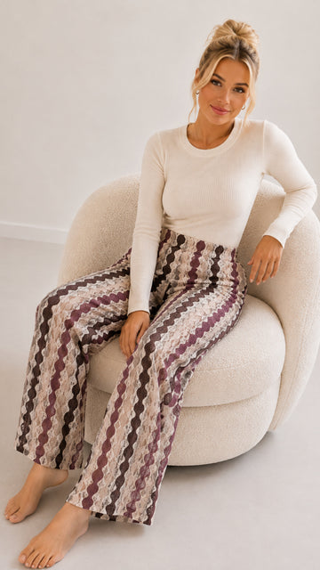 SPITZENHOSE SARA - COFFEE/CREME