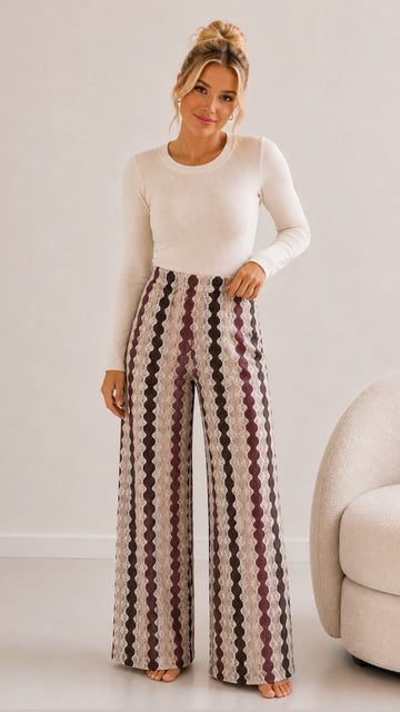 SPITZENHOSE SARA - COFFEE/CREME