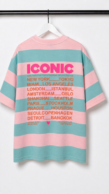 VISKOSESHIRT ICONIC - TÜRKIS/WEISS