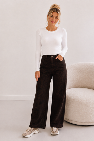 WIDE LEG LEOJEANS ELI - COFFEE