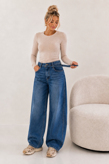 BALLON FIT JEANS KARA - MITTELBLAU
