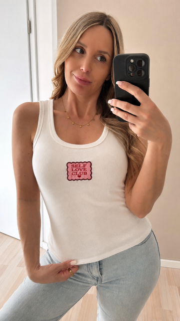 EINZELTEIL BAUMWOLLTOP SELFLOVE - WEISS