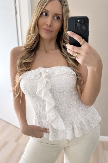 SPITZENTOP AMARA - WEISS