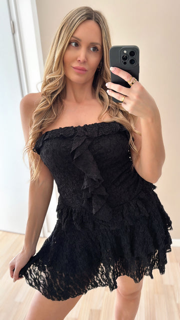 SPITZENSKORT CELINA - SCHWARZ