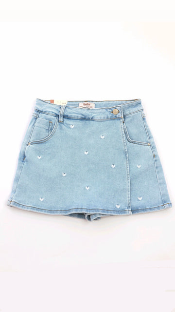 JEANSSKORT HEART - HELLBLAU