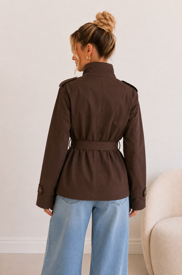 SHORT TRENCHCOATJACKE ISA - COFFEE