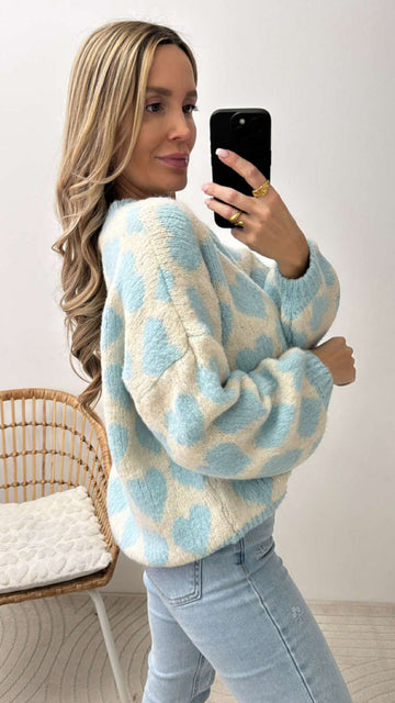 HERZPULLI VALENTIN - HELLBLAU/CREME