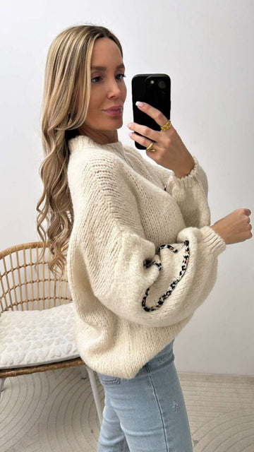 SHORTLEOPULLI HEART - CREME